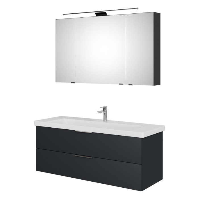 Steinkamp Living 2.0 / Villeroy & Boch Subway 3.0 Badmöbel Set 130 cm mit Spiegelschrank, 3 Türen