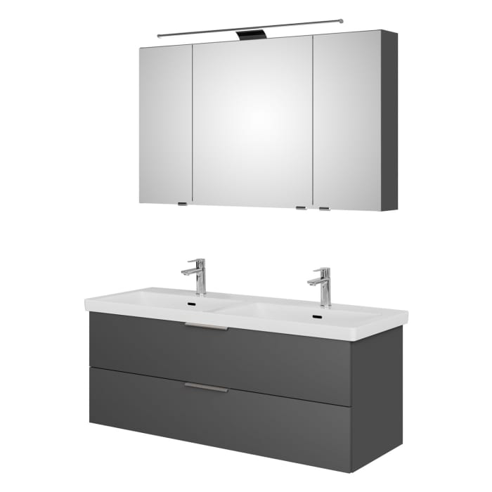Steinkamp Living 2.0 / Villeroy & Boch Subway 3.0 Badmöbel Set 130 cm mit Spiegelschrank, 3 Türen