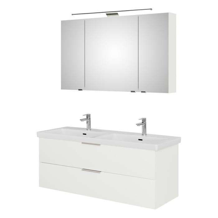 Steinkamp Living 2.0 / Villeroy & Boch Subway 3.0 Badmöbel Set 130 cm mit Spiegelschrank, 3 Türen