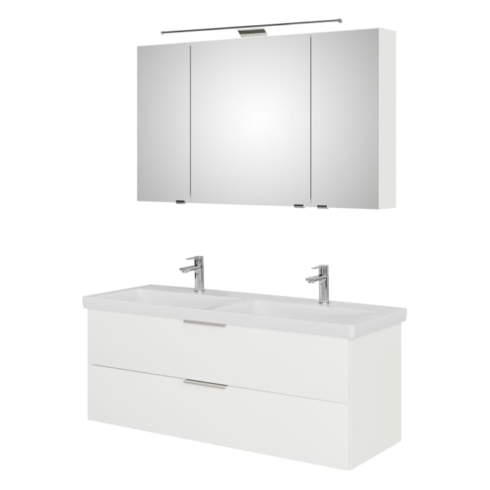 Steinkamp Living 2.0 / Villeroy & Boch Subway 3.0 Badmöbel Set 130 cm mit Spiegelschrank, 3 Türen