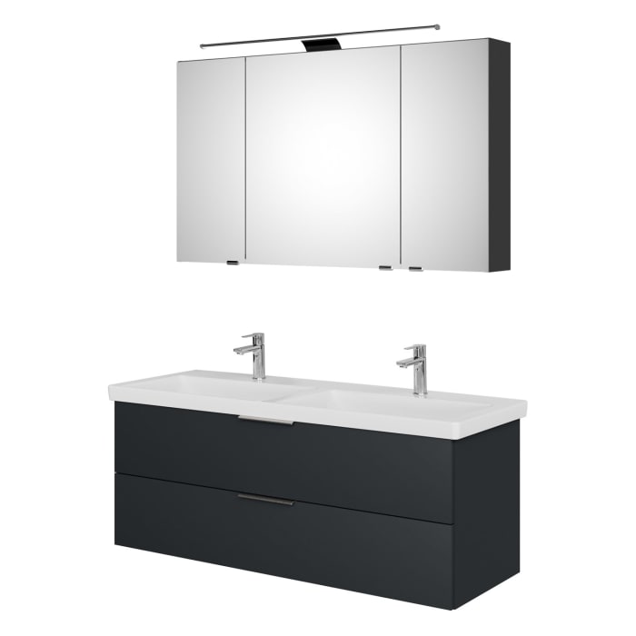 Steinkamp Living 2.0 / Villeroy & Boch Subway 3.0 Badmöbel Set 130 cm mit Spiegelschrank, 3 Türen