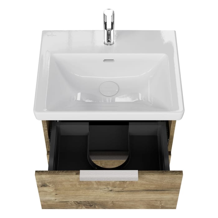 Steinkamp Living 2.0 / Villeroy & Boch Subway 3.0 Badmöbel Set 55 cm mit Spiegelschrank