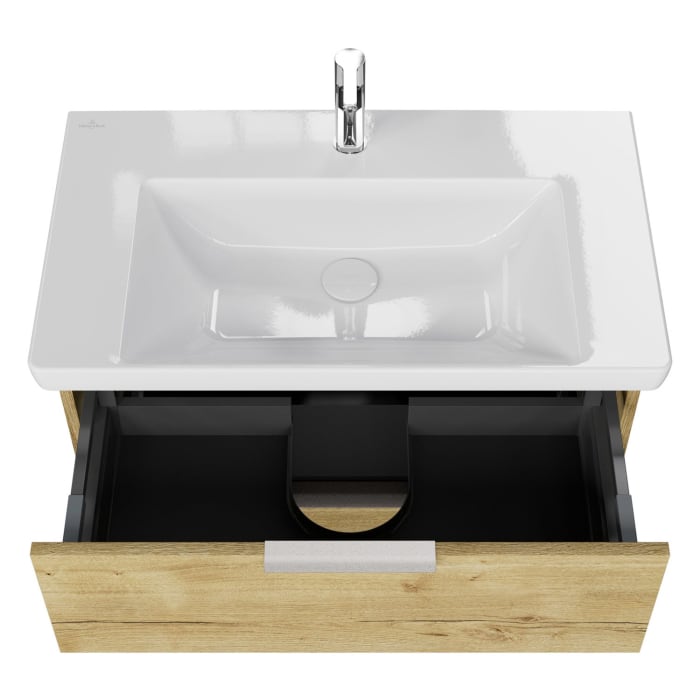 Steinkamp Living 2.0 / Villeroy & Boch Subway 3.0 Badmöbel Set 80 cm mit Spiegelschrank