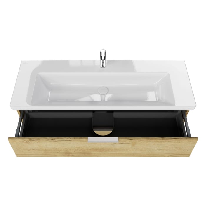 Steinkamp Living 2.0 / Villeroy & Boch Subway 3.0 Badmöbel Set 130 cm mit Spiegelschrank, 2 Türen