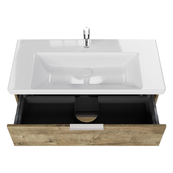 Steinkamp Living 2.0 / Villeroy & Boch Subway 3.0 Badmöbel Set 100 cm mit Spiegelschrank