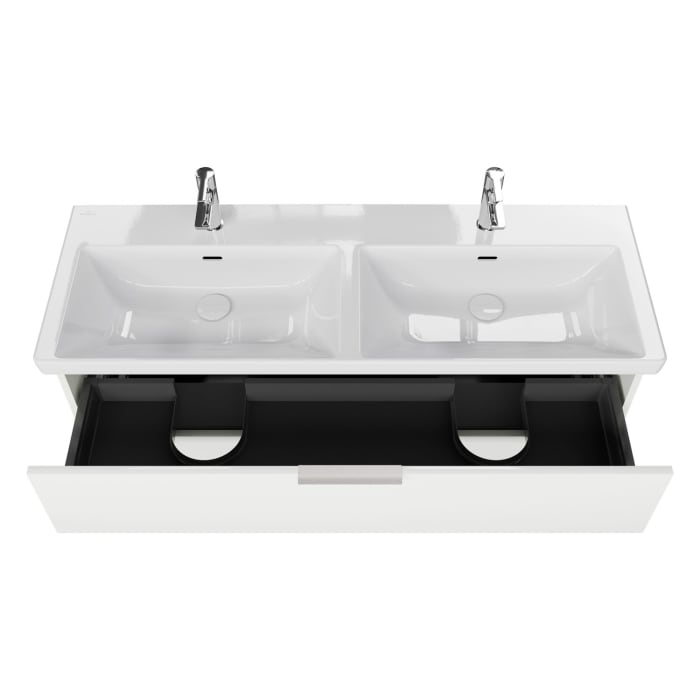 Steinkamp Living 2.0 / Villeroy & Boch Subway 3.0 Badmöbel Set 130 cm mit Spiegelschrank, 3 Türen