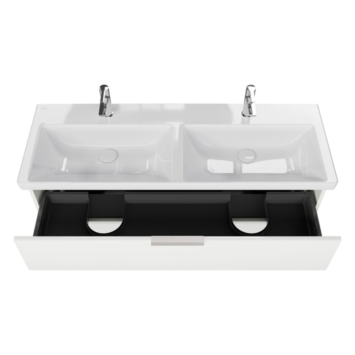 Steinkamp Living 2.0 / Villeroy & Boch Subway 3.0 Badmöbel Set 130 cm mit Spiegelschrank, 3 Türen