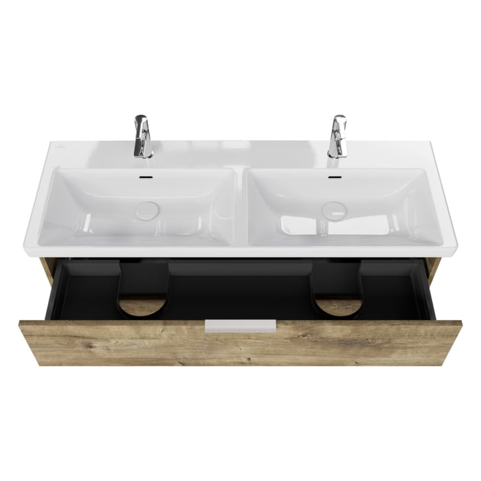 Steinkamp Living 2.0 / Villeroy & Boch Subway 3.0 Badmöbel Set 130 cm mit Spiegelschrank, 2 Türen