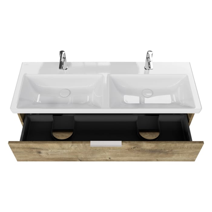 Steinkamp Living 2.0 / Villeroy & Boch Subway 3.0 Badmöbel Set 130 cm mit Spiegelschrank, 3 Türen