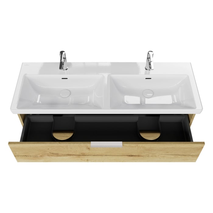 Steinkamp Living 2.0 / Villeroy & Boch Subway 3.0 Badmöbel Set 130 cm mit Spiegelschrank, 3 Türen