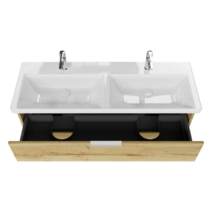 Steinkamp Living 2.0 / Villeroy & Boch Subway 3.0 Badmöbel Set 130 cm mit Spiegelschrank, 3 Türen