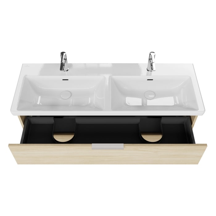 Steinkamp Living 2.0 / Villeroy & Boch Subway 3.0 Badmöbel Set 130 cm mit Spiegelschrank, 2 Türen
