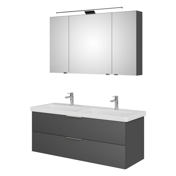 Steinkamp Living 2.0 / Villeroy & Boch Subway 3.0 Badmöbel Set 130 cm mit Spiegelschrank, 3 Türen