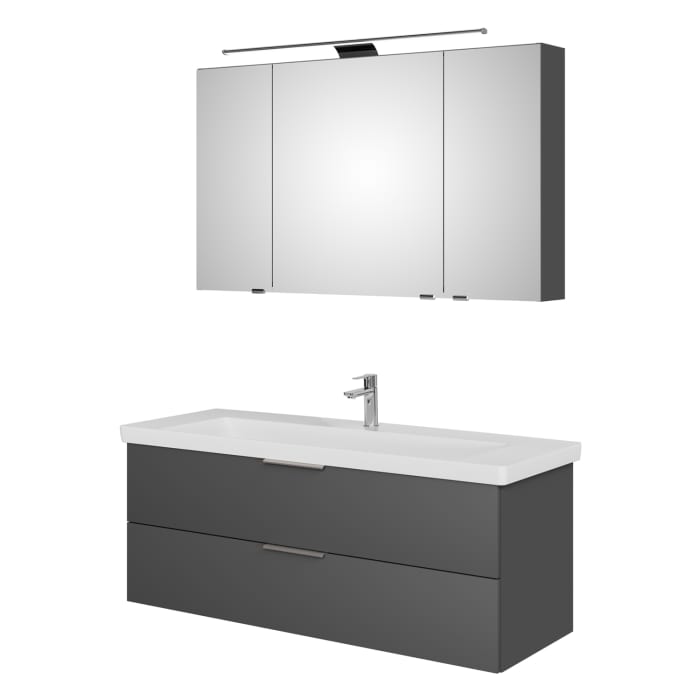 Steinkamp Living 2.0 / Villeroy & Boch Subway 3.0 Badmöbel Set 130 cm mit Spiegelschrank, 3 Türen