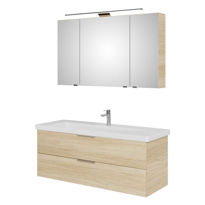 Steinkamp Living 2.0 / Villeroy & Boch Subway 3.0 Badmöbel Set 130 cm mit Spiegelschrank, 3 Türen
