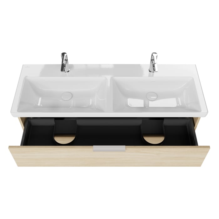 Steinkamp Living 2.0 / Villeroy & Boch Subway 3.0 Badmöbel Set 130 cm mit Spiegelschrank, 3 Türen