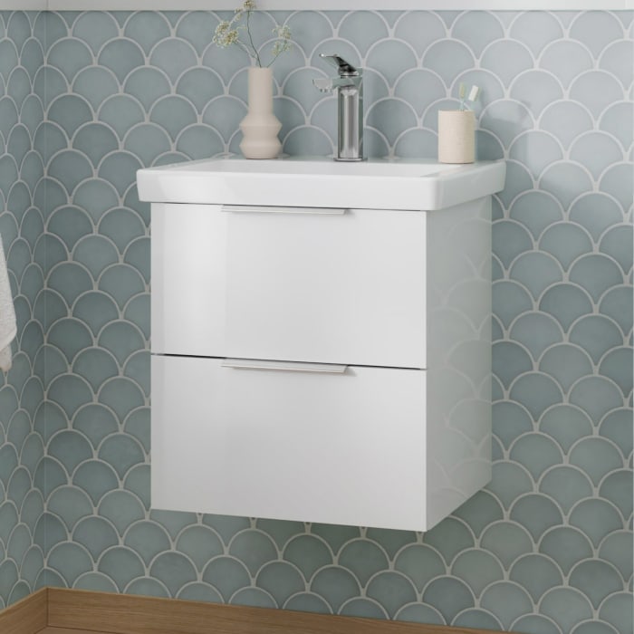 Steinkamp Living 2.0 / Villeroy & Boch Subway 3.0 Waschtisch mit Unterschrank 55 cm