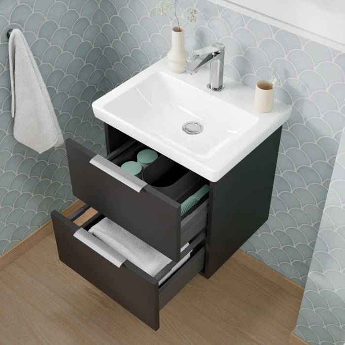 Steinkamp Living 2.0 / Villeroy & Boch Subway 3.0 Waschtisch mit Unterschrank 55 cm