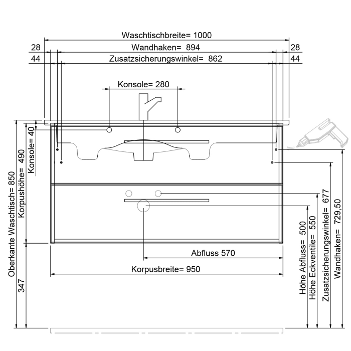 Steinkamp Living 2.0 / Villeroy & Boch Venticello Waschtisch mit Unterschrank 100 cm