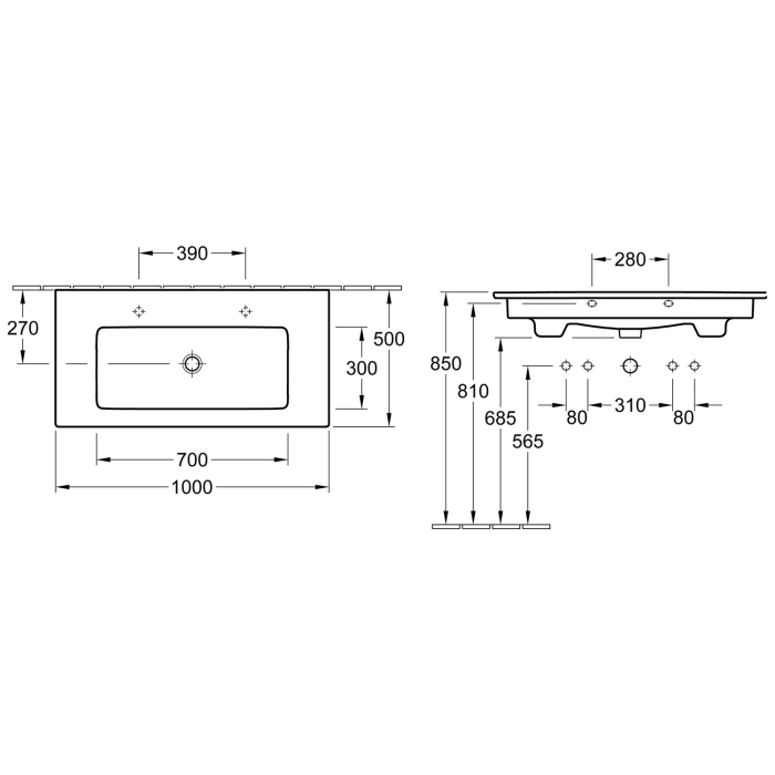 Steinkamp Living 2.0 / Villeroy & Boch Venticello Badmöbel Set 100 cm mit Spiegelschrank