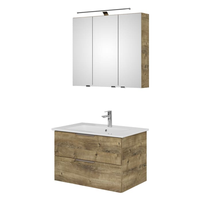 Steinkamp Living 2.0 / Villeroy & Boch Venticello Badmöbel Set 80 cm mit Spiegelschrank