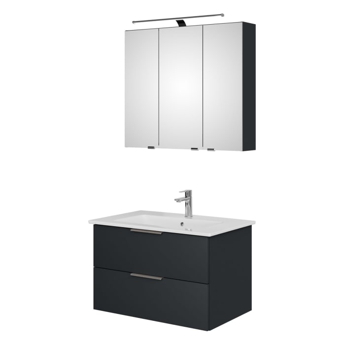 Steinkamp Living 2.0 / Villeroy & Boch Venticello Badmöbel Set 80 cm mit Spiegelschrank