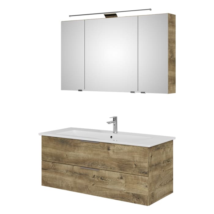 Steinkamp Living 2.0 / Villeroy & Boch Venticello Badmöbel Set 120 cm mit Spiegelschrank, 3 Türen