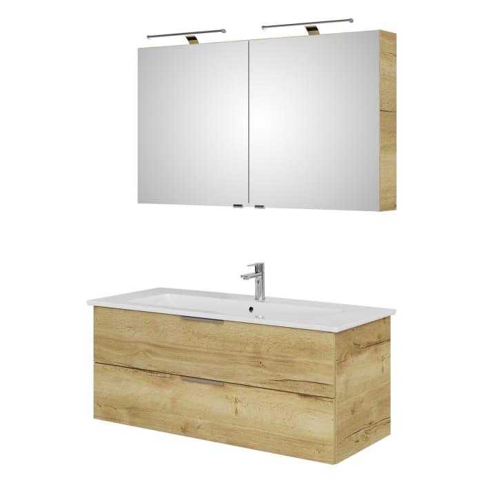 Steinkamp Living 2.0 / Villeroy & Boch Venticello Badmöbel Set 120 cm mit Spiegelschrank, 2 Türen