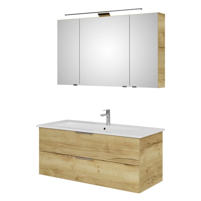 Steinkamp Living 2.0 / Villeroy & Boch Venticello Badmöbel Set 120 cm mit Spiegelschrank, 3 Türen
