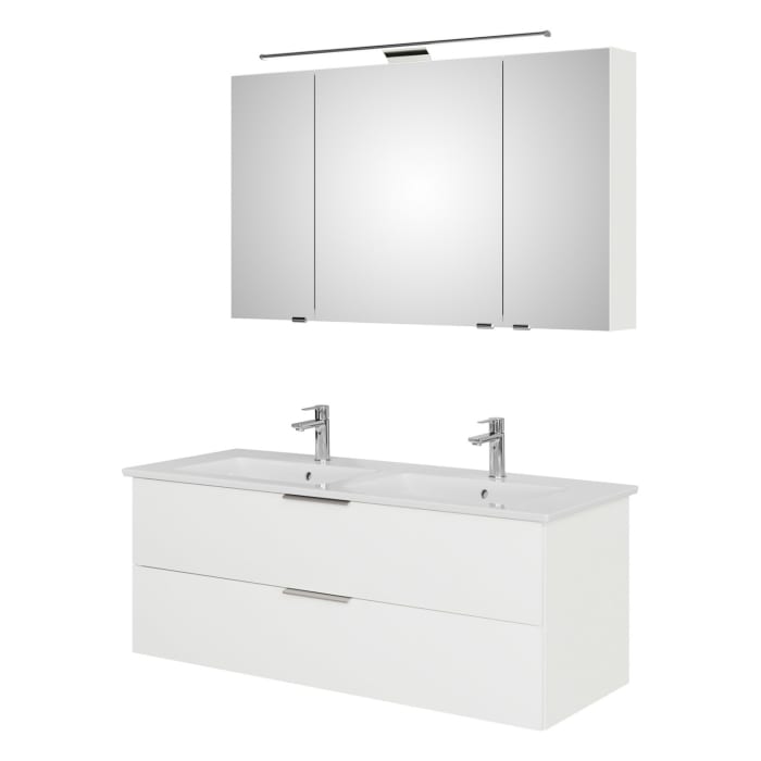Steinkamp Living 2.0 / Villeroy & Boch Venticello Badmöbel Set 130 cm mit Spiegelschrank, 3 Türen