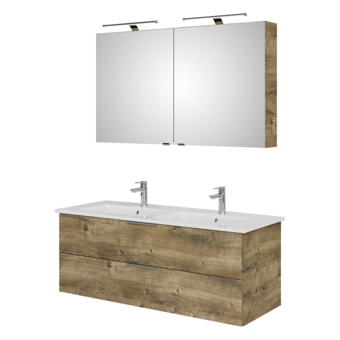 Steinkamp Living 2.0 / Villeroy & Boch Venticello Badmöbel Set 130 cm mit Spiegelschrank, 2 Türen