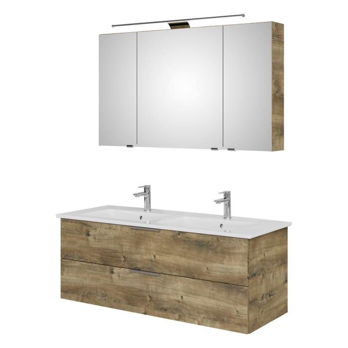 Steinkamp Living 2.0 / Villeroy & Boch Venticello Badmöbel Set 130 cm mit Spiegelschrank, 3 Türen