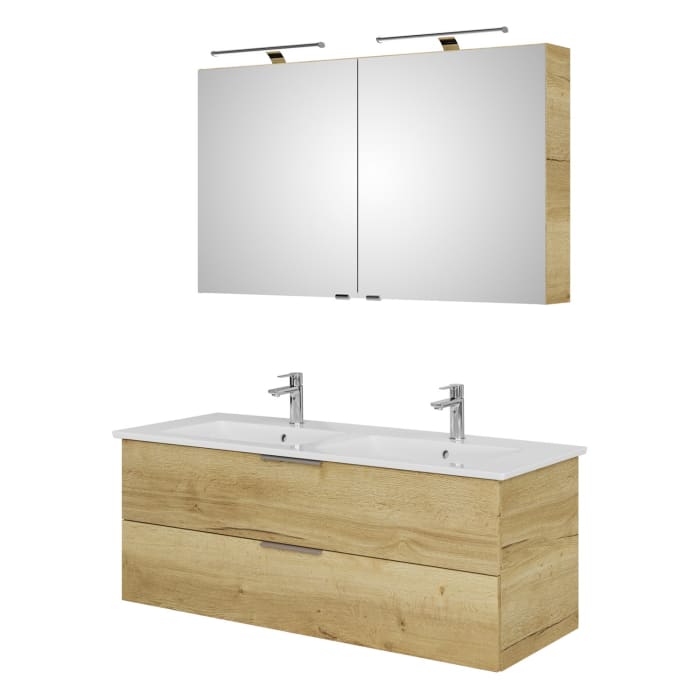 Steinkamp Living 2.0 / Villeroy & Boch Venticello Badmöbel Set 130 cm mit Spiegelschrank, 2 Türen