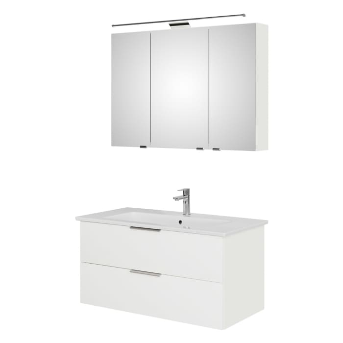 Steinkamp Living 2.0 / Villeroy & Boch Venticello Badmöbel Set 100 cm mit Spiegelschrank