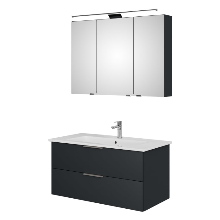 Steinkamp Living 2.0 / Villeroy & Boch Venticello Badmöbel Set 100 cm mit Spiegelschrank