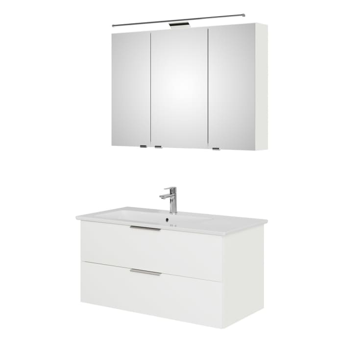 Steinkamp Living 2.0 / Villeroy & Boch Venticello Badmöbel Set 100 cm mit Spiegelschrank