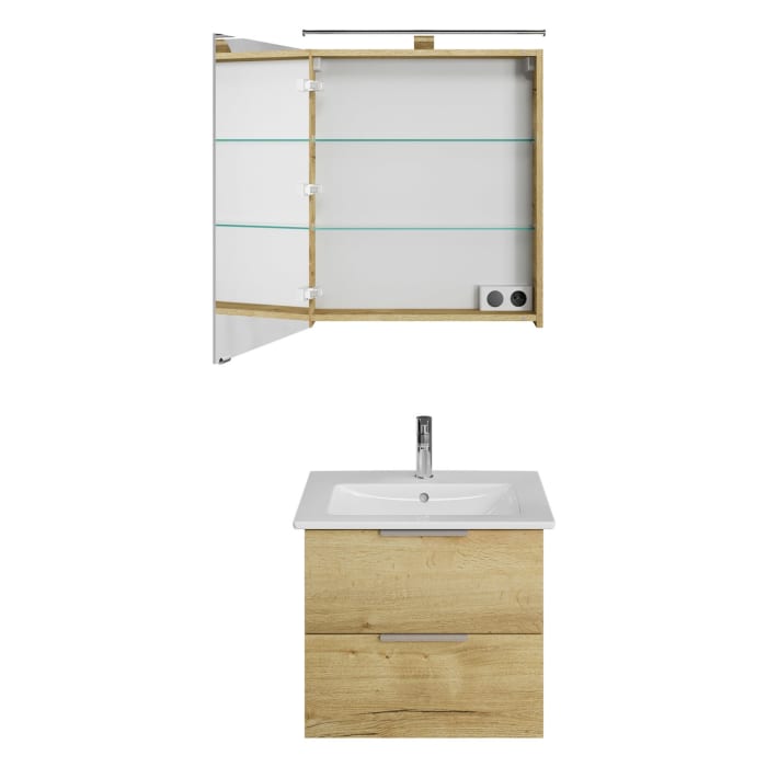 Steinkamp Living 2.0 / Villeroy & Boch Venticello Badmöbel Set 60 cm mit Spiegelschrank