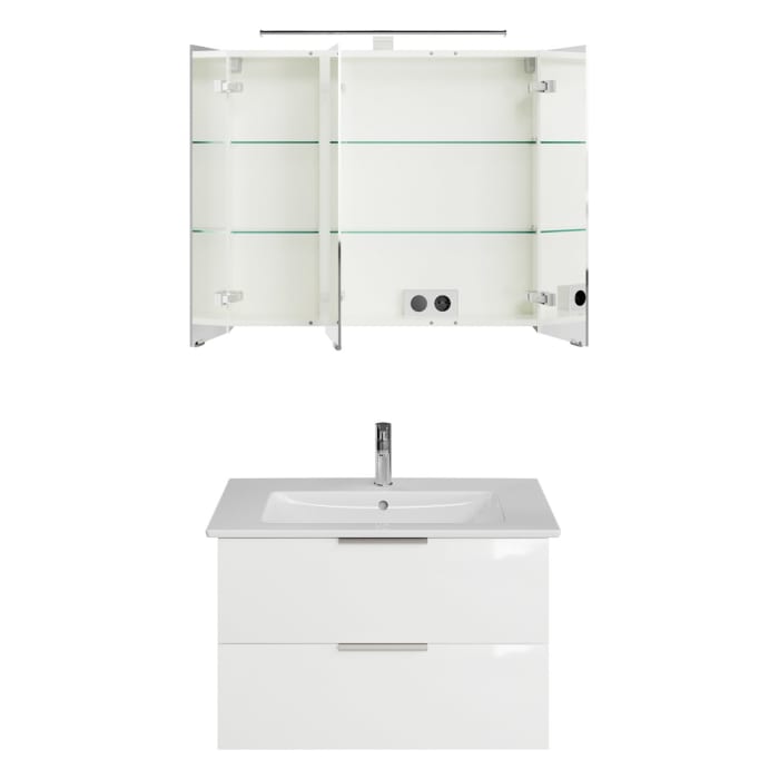 Steinkamp Living 2.0 / Villeroy & Boch Venticello Badmöbel Set 80 cm mit Spiegelschrank