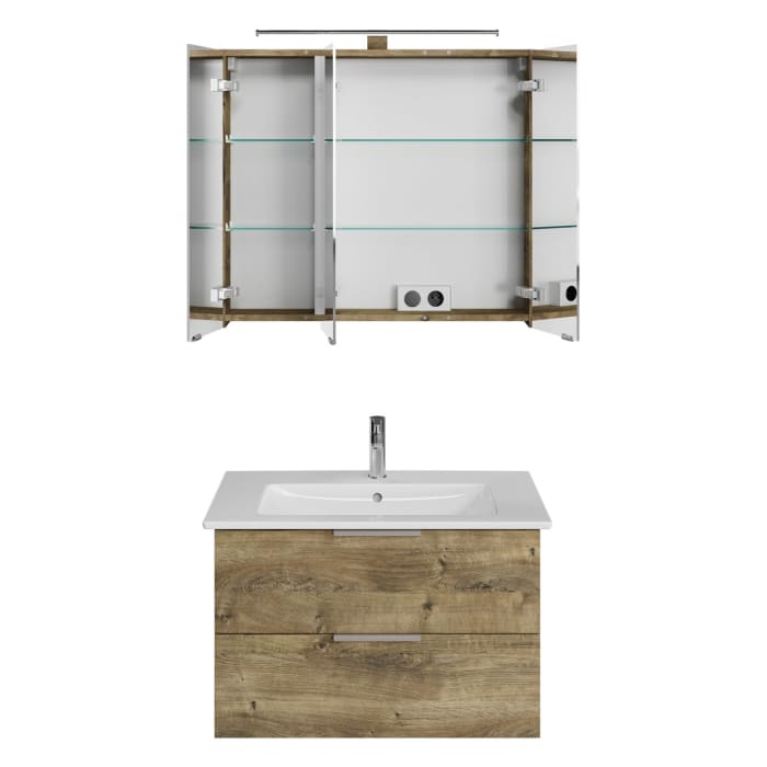 Steinkamp Living 2.0 / Villeroy & Boch Venticello Badmöbel Set 80 cm mit Spiegelschrank