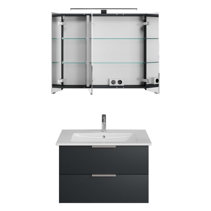 Steinkamp Living 2.0 / Villeroy & Boch Venticello Badmöbel Set 80 cm mit Spiegelschrank