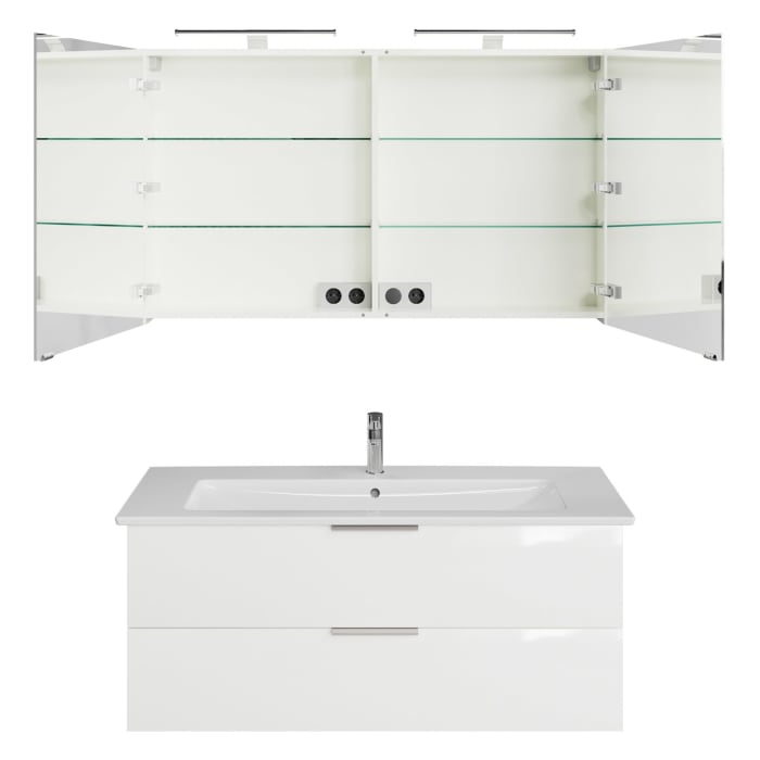 Steinkamp Living 2.0 / Villeroy & Boch Venticello Badmöbel Set 120 cm mit Spiegelschrank, 2 Türen