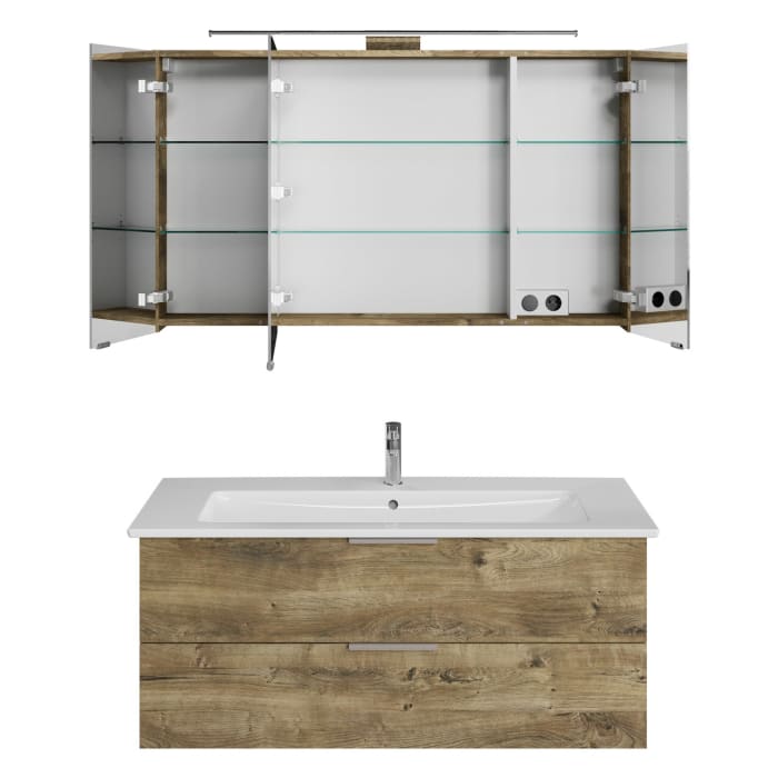 Steinkamp Living 2.0 / Villeroy & Boch Venticello Badmöbel Set 120 cm mit Spiegelschrank, 3 Türen