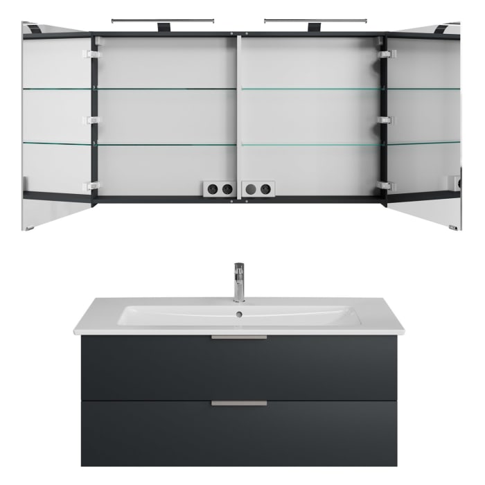 Steinkamp Living 2.0 / Villeroy & Boch Venticello Badmöbel Set 120 cm mit Spiegelschrank, 2 Türen