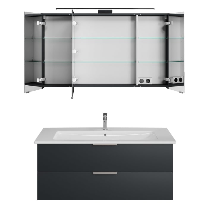 Steinkamp Living 2.0 / Villeroy & Boch Venticello Badmöbel Set 120 cm mit Spiegelschrank, 3 Türen