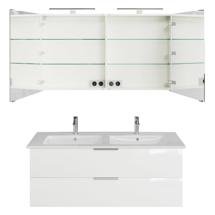 Steinkamp Living 2.0 / Villeroy & Boch Venticello Badmöbel Set 130 cm mit Spiegelschrank, 2 Türen