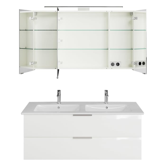 Steinkamp Living 2.0 / Villeroy & Boch Venticello Badmöbel Set 130 cm mit Spiegelschrank, 3 Türen