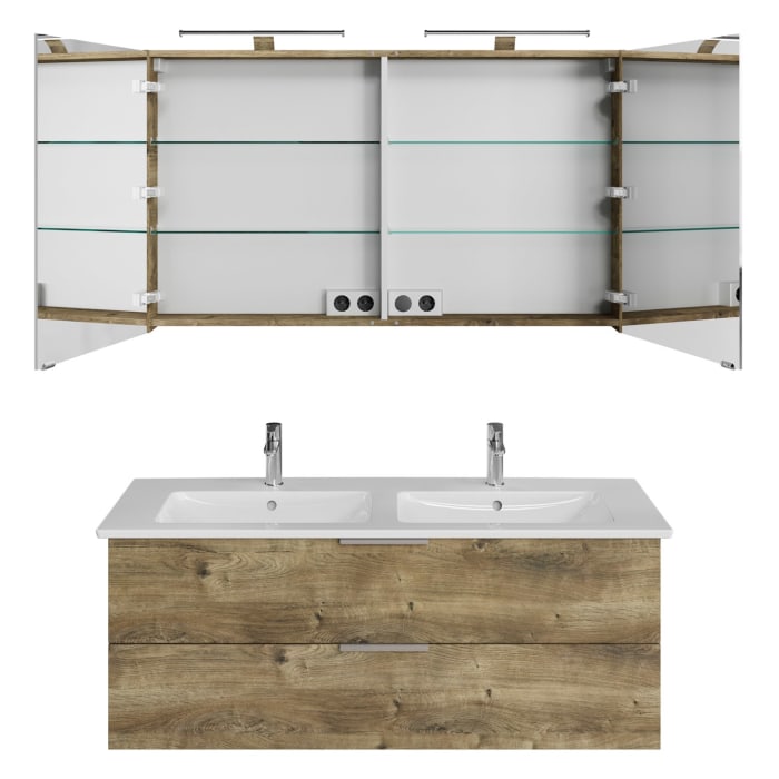 Steinkamp Living 2.0 / Villeroy & Boch Venticello Badmöbel Set 130 cm mit Spiegelschrank, 2 Türen