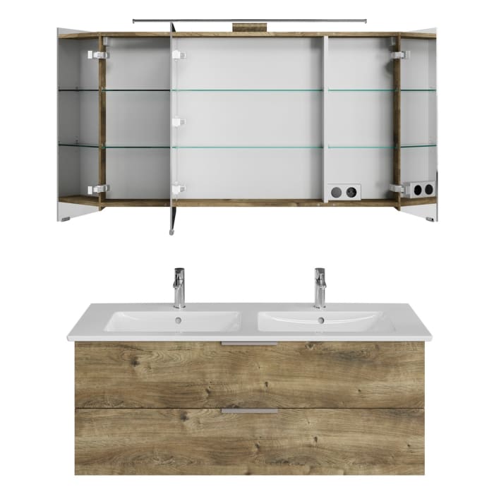 Steinkamp Living 2.0 / Villeroy & Boch Venticello Badmöbel Set 130 cm mit Spiegelschrank, 3 Türen