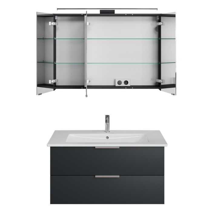 Steinkamp Living 2.0 / Villeroy & Boch Venticello Badmöbel Set 100 cm mit Spiegelschrank