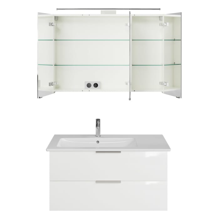 Steinkamp Living 2.0 / Villeroy & Boch Venticello Badmöbel Set 100 cm mit Spiegelschrank